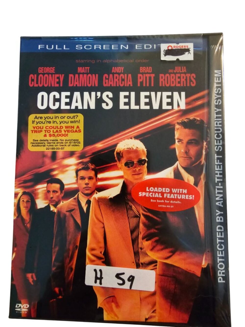 Oceans Eleven Full Screen Edition DVD Featuring Clooney Pitt & Roberts Loaded Wi
